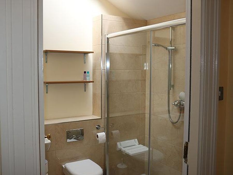 One of the newly renovated bathrooms